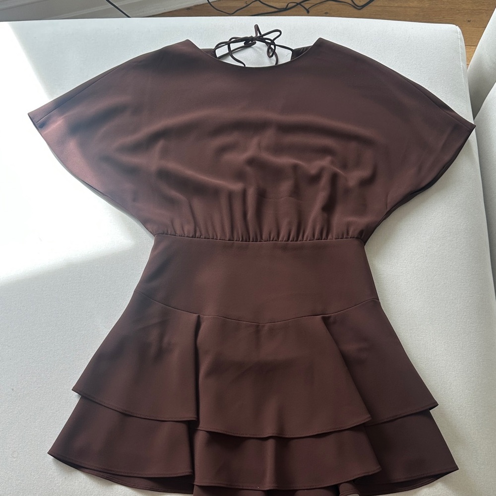 Alice & Olivia Elegant Brown Tiered Dress